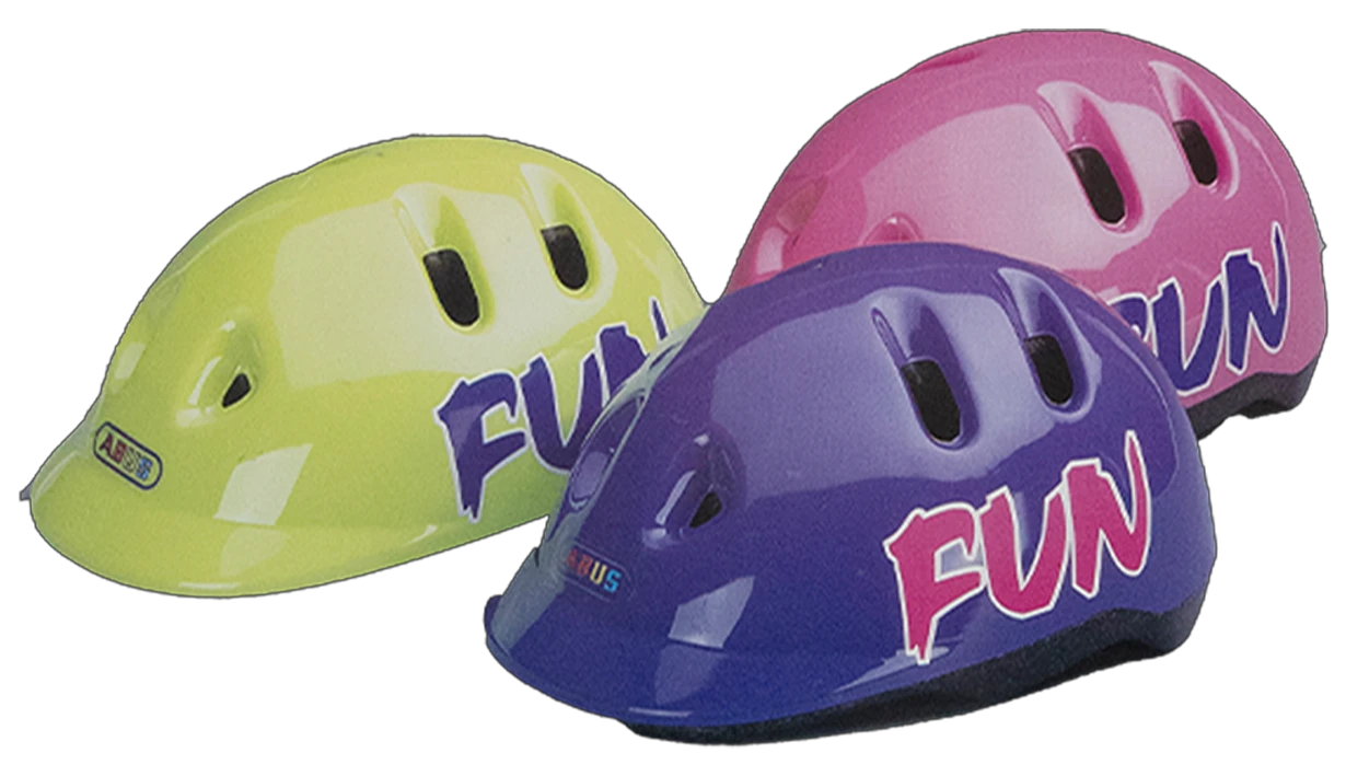 Blue, pink and black versions of the ABUS Mega-Power bike helmet for teenagers © ABUS