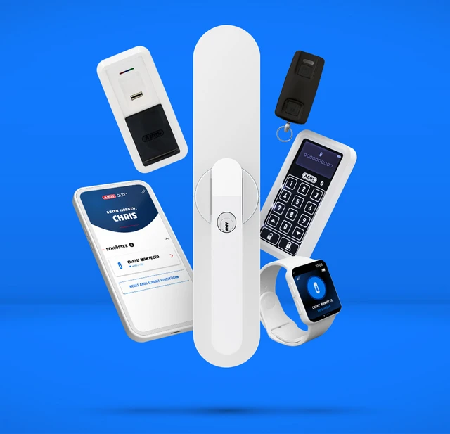 Stell dir dein WINTECTO System flexibel zusammen: mit Fingerscanner, Tastatur, Smartwatch oder Fernbedienung © ABUS